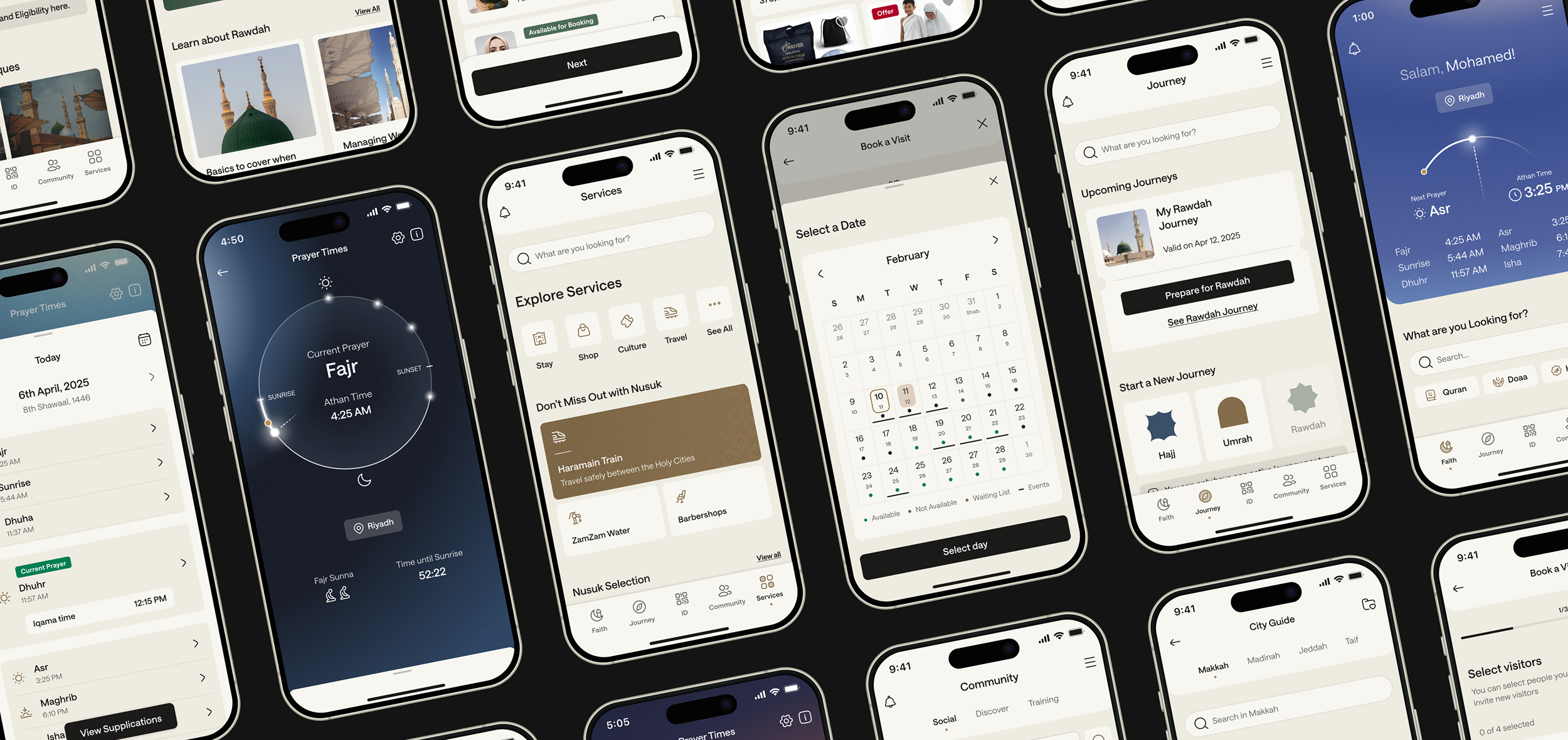 Nusuk app screens overview